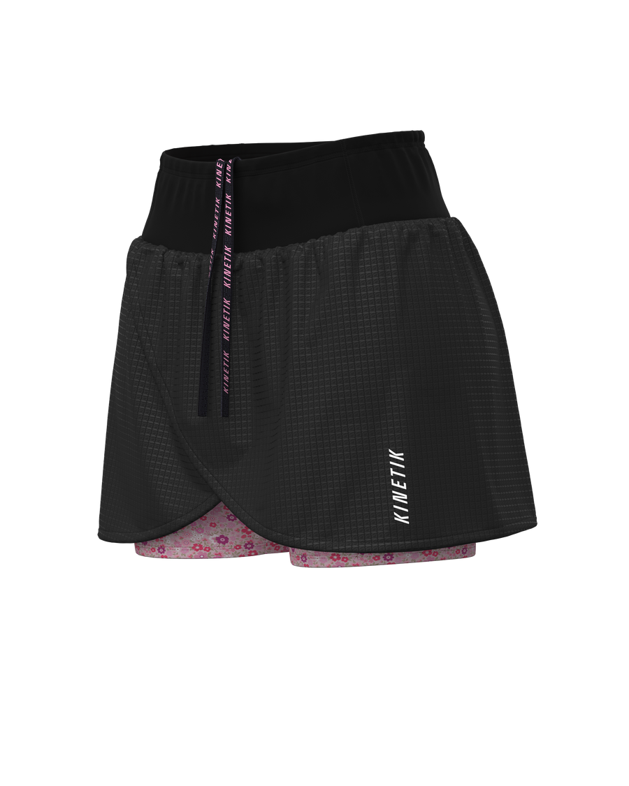 AEROK SKIRT FLORAL BLACK-Jupes-sShort jupe trail-running femme-kinetik-adrenalink
