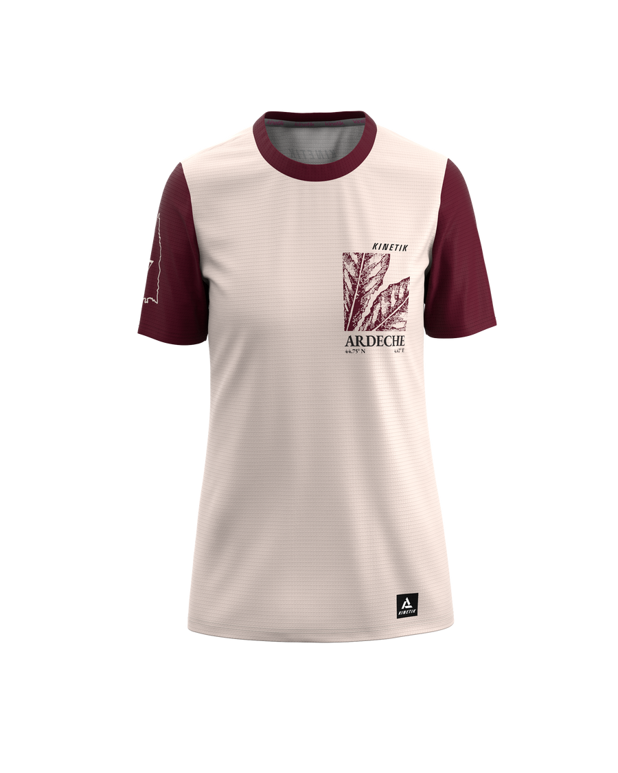 FALKON WOMEN ARDECHE BORDEAUX - - maillot manches courtes trail-running femme - kinetik-adrenalink