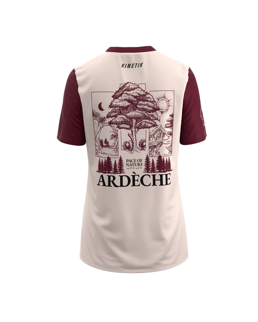 FALKON WOMEN ARDECHE BORDEAUX - - maillot manches courtes trail-running femme - kinetik-adrenalink