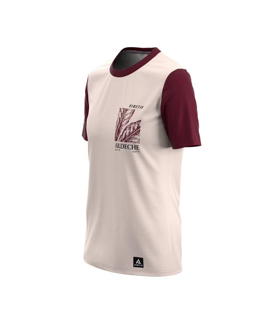 FALKON WOMEN ARDECHE BORDEAUX - - maillot manches courtes trail-running femme - kinetik-adrenalink