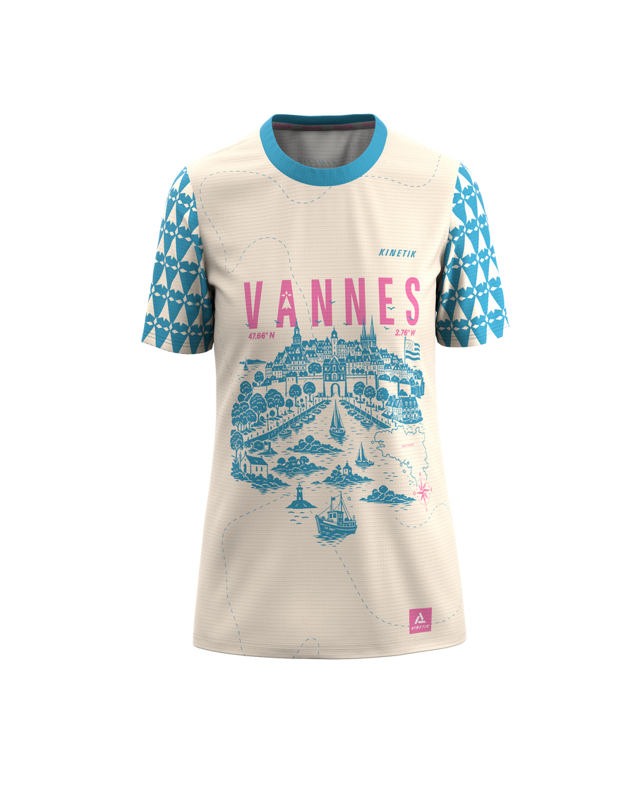 FALKON WOMEN VANNES BLEU - - maillot manches courtes trail-running femme - kinetik-adrenalink