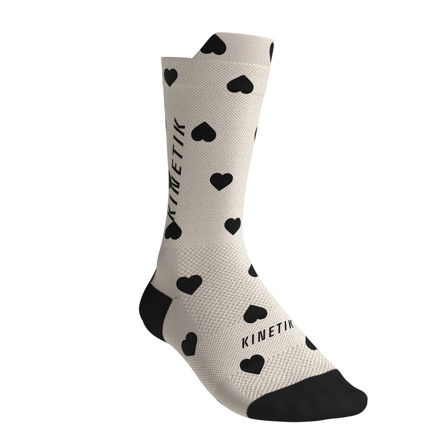 chaussettes de trail running fullkross socks coeur heartrunneuse blanc