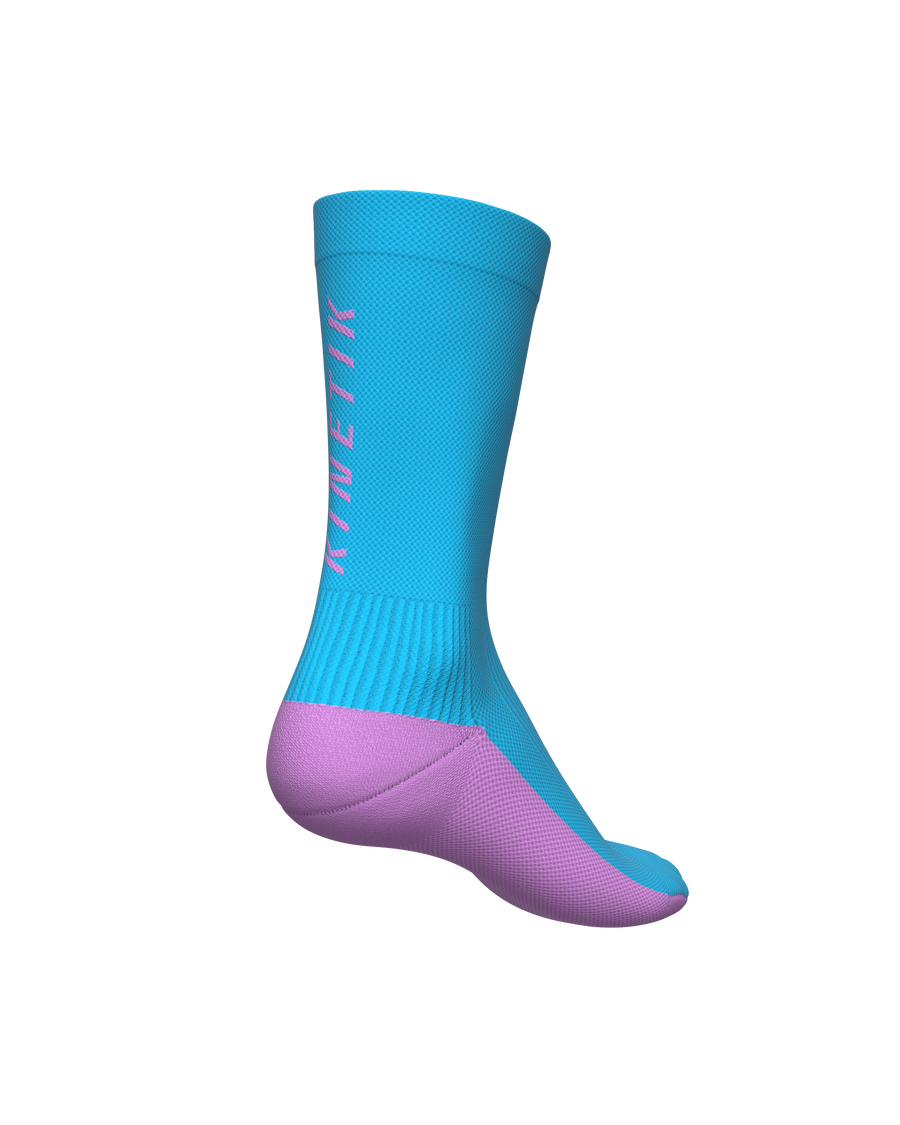 chaussettes de trail running socks all tracks motion bleu et rose