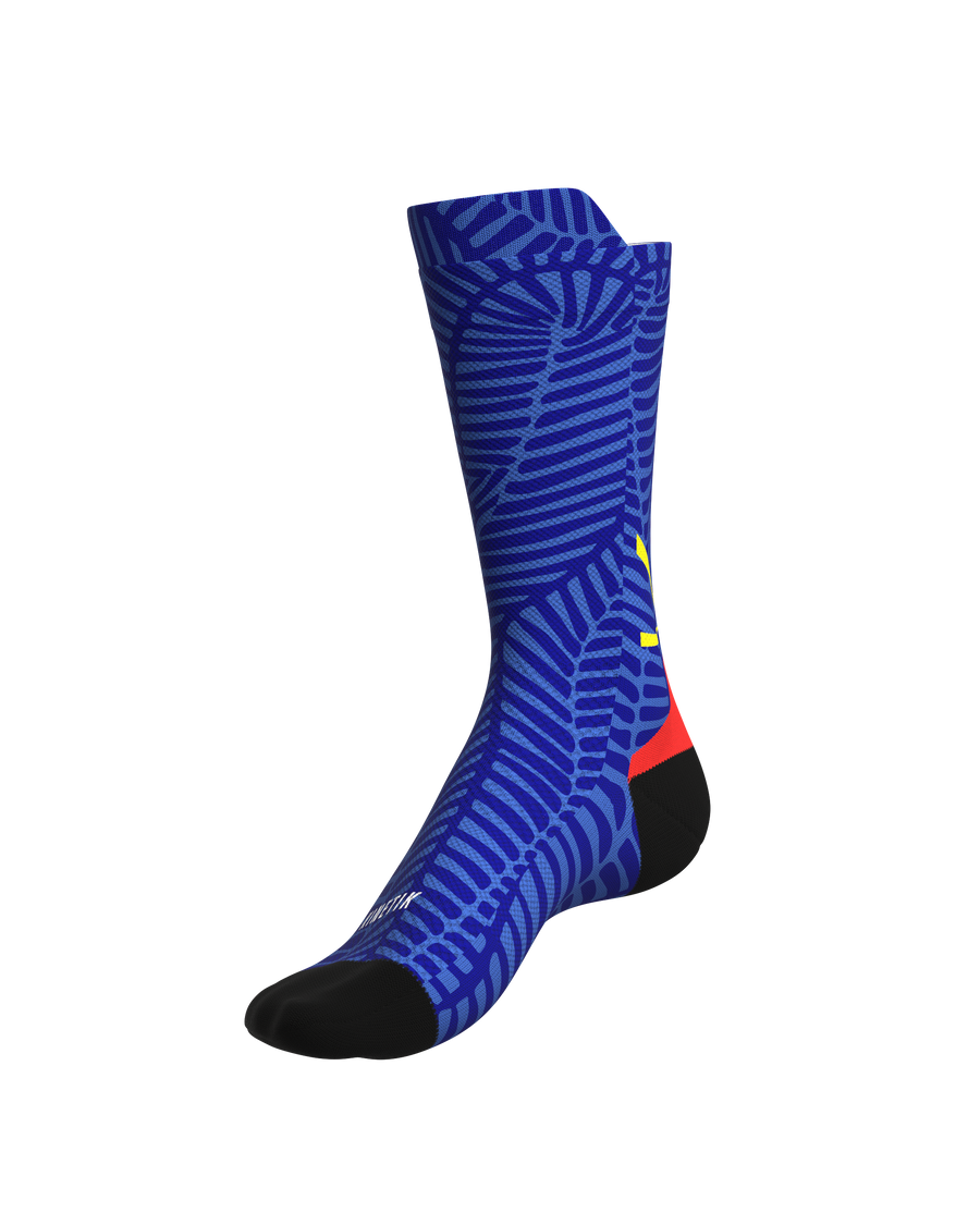 chaussettes de trail running fullkross socks ile de la reunion flag drapeau bleu