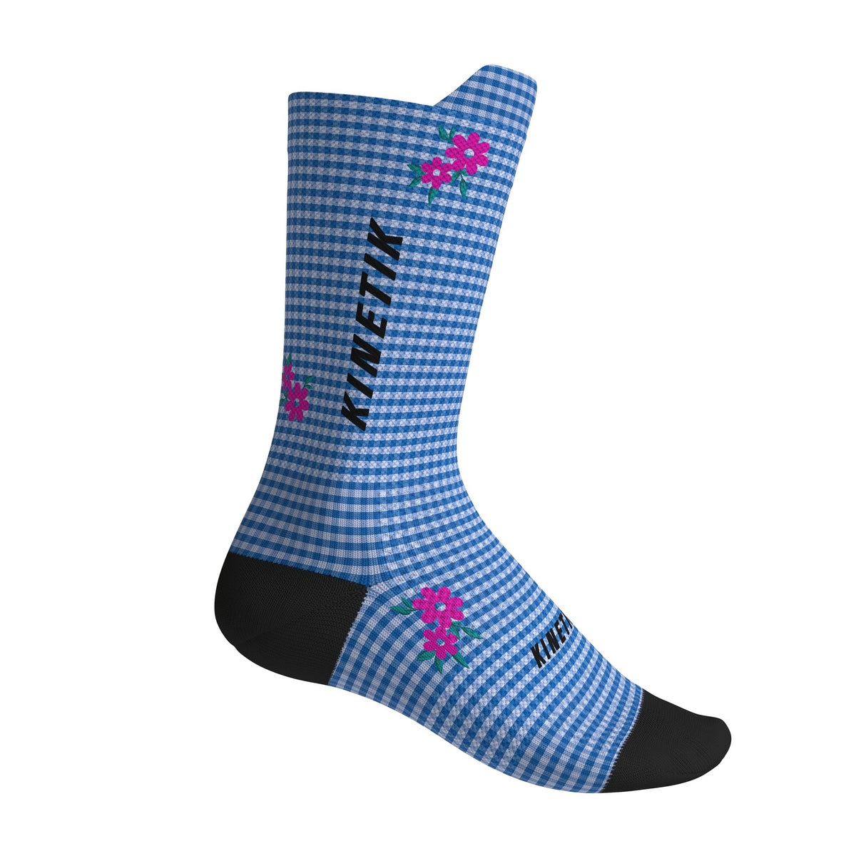 chaussettes de trail running fullkross socks bleu vichy wild