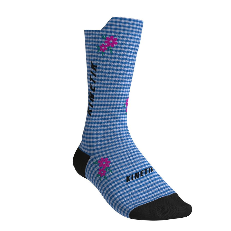 chaussettes de trail running fullkross socks bleu vichy wild