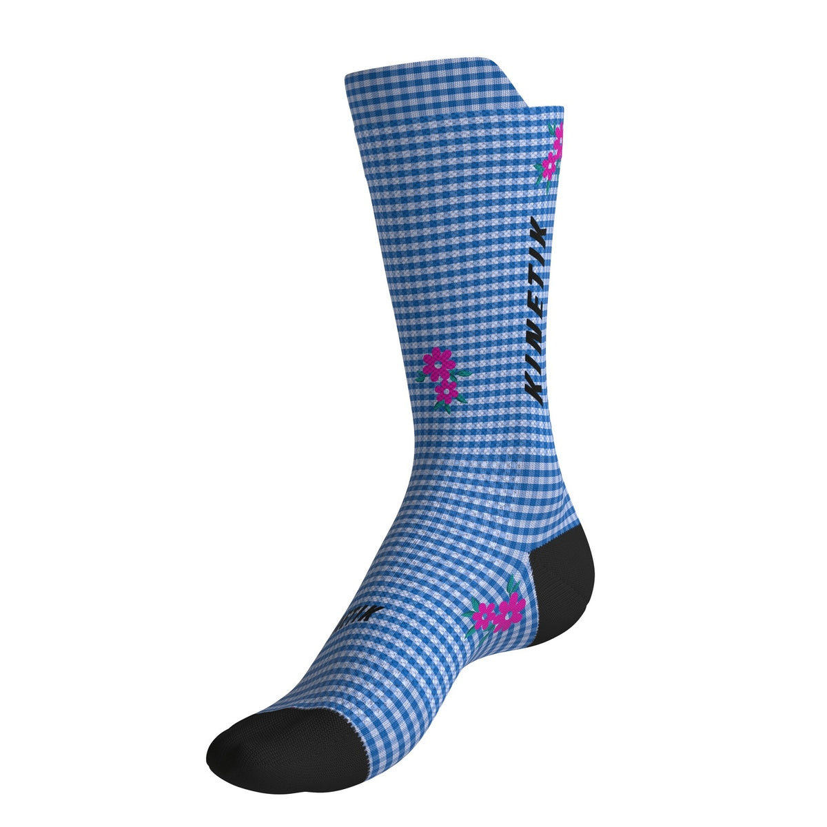 chaussettes de trail running fullkross socks bleu vichy wild