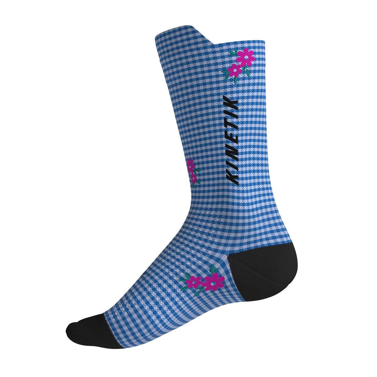 chaussettes de trail running fullkross socks bleu vichy wild