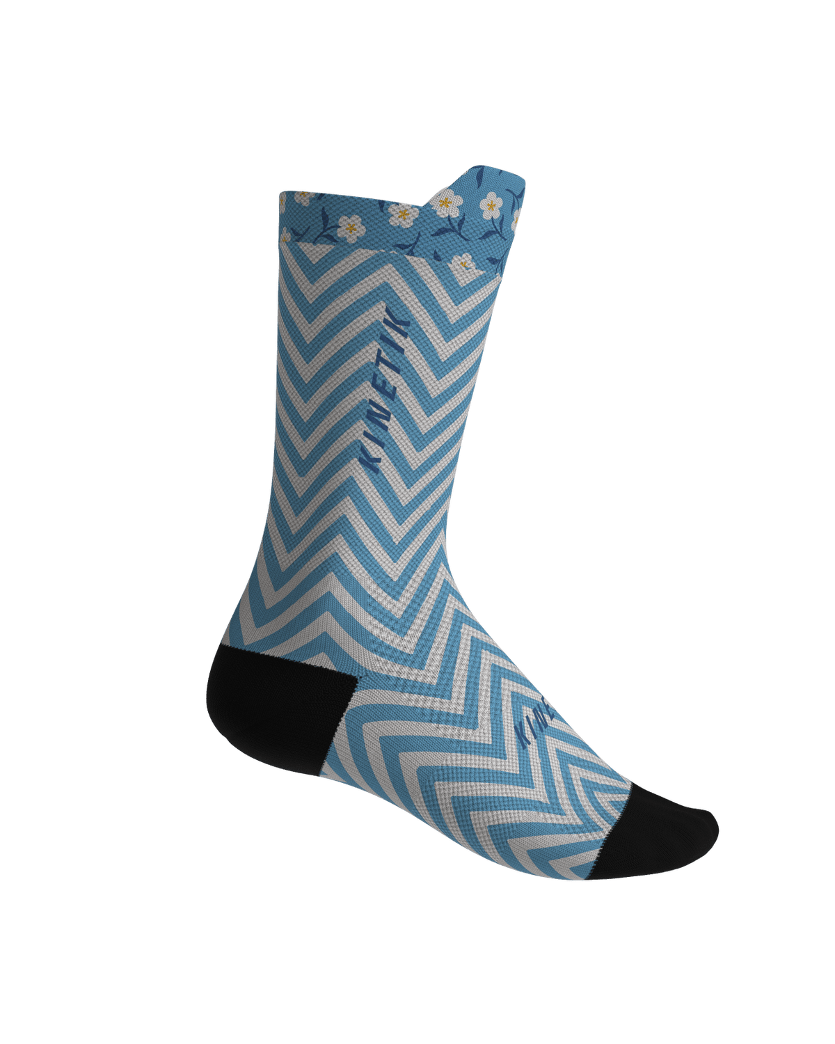 chaussettes de trail running fullkross socks oceanik flowers hawaiian bleu