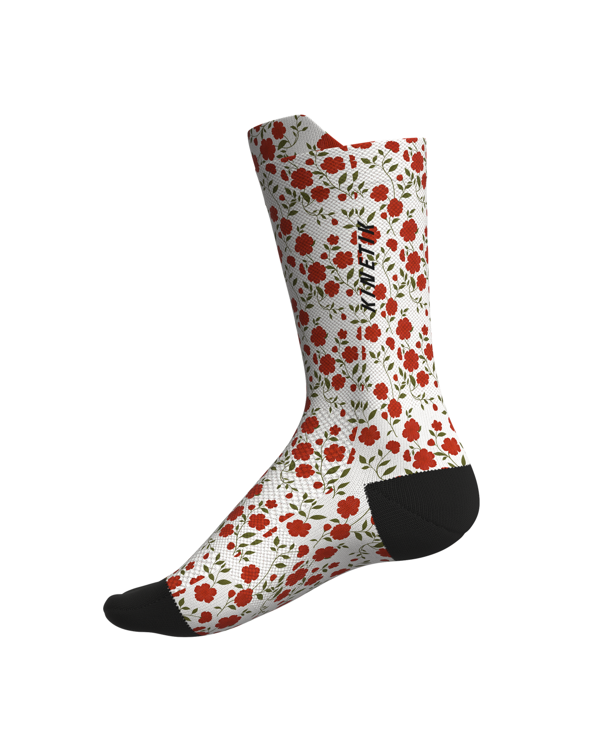 chaussettes de trail running fullkross socks fleurs coquelicot