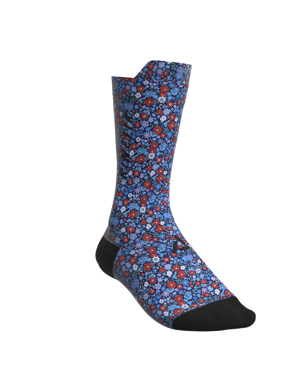chaussettes de trail running fullkross socks floral blue bleu provence