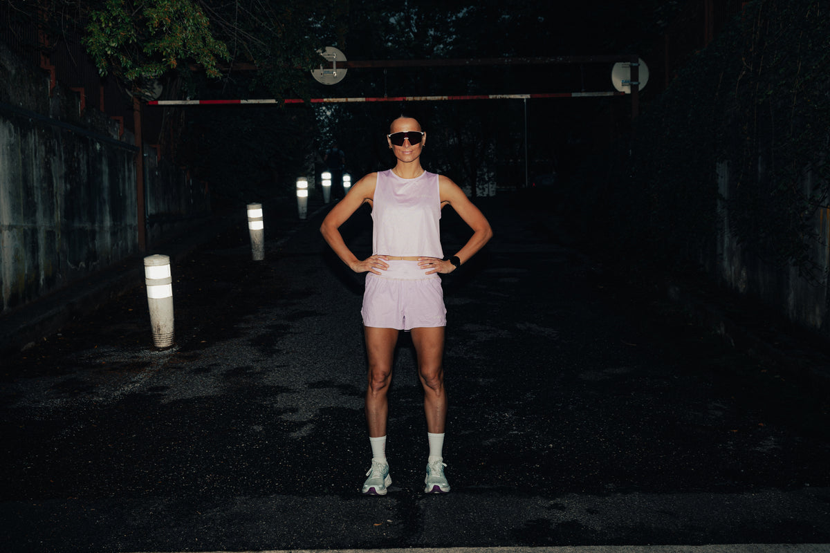 Collection Trail Running Pink Glo Femme Kinetik Adrenalink - Crop Top et Short