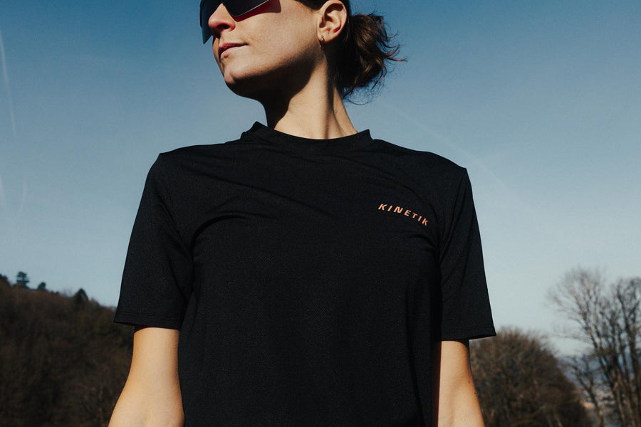 VEKTRA WOMEN BLACK - - maillot manches courtes trail-running femme - kinetik-adrenalink