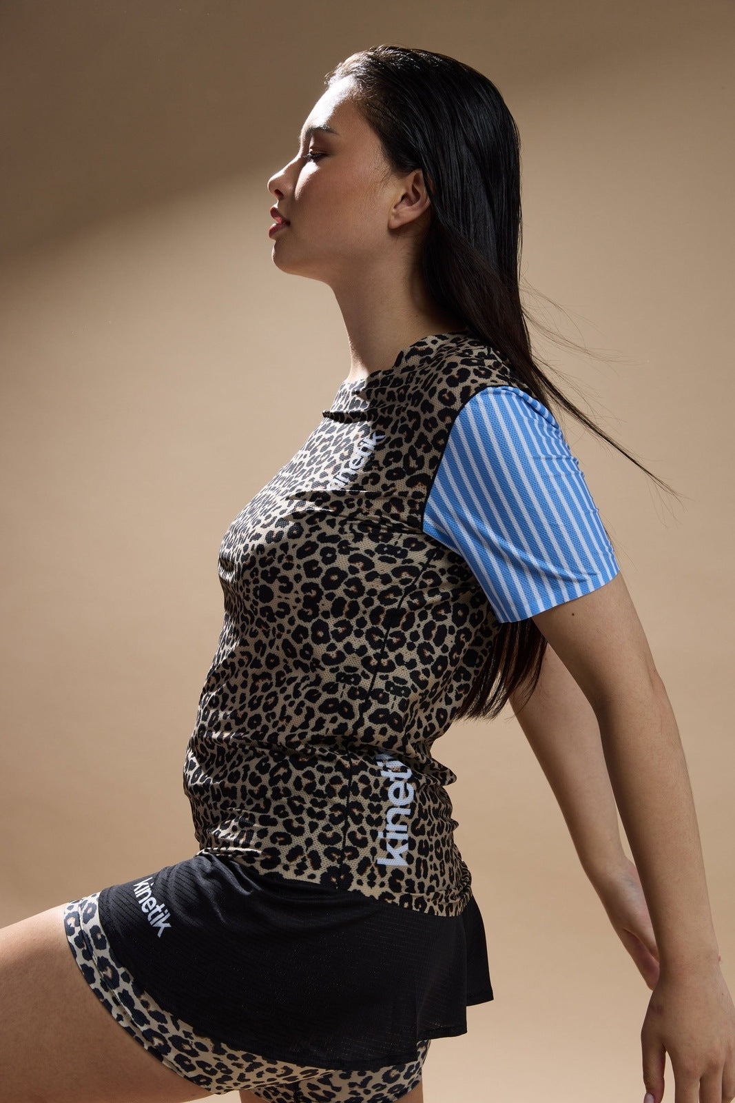 MAVRIK AR.90 LEOPARD X MARINIERE - - maillot manches courtes trail-running femme - kinetik-adrenalink