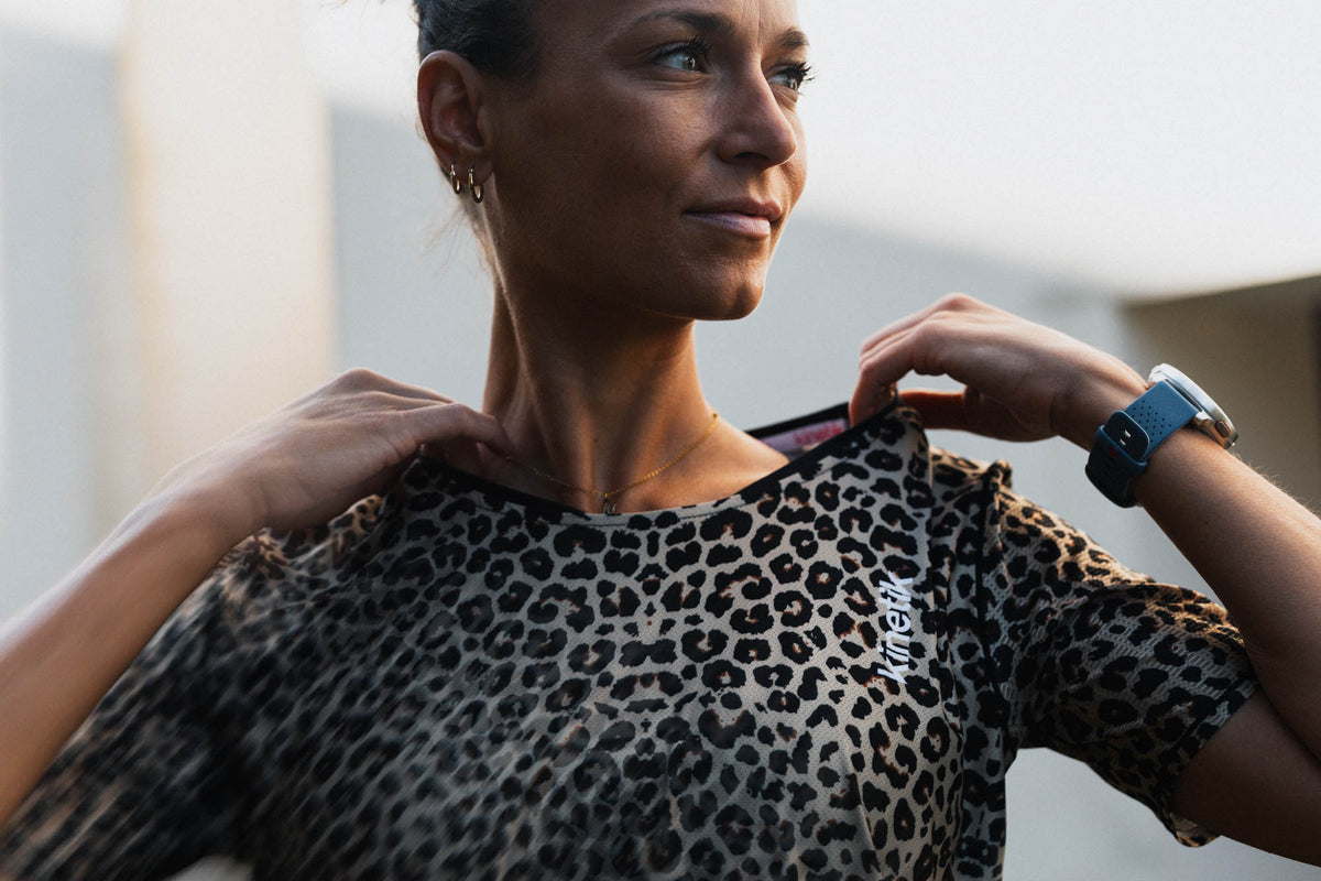 MAVRIK FULL LEOPARD - - maillot manches courtes trail-running femme - kinetik-adrenalink
