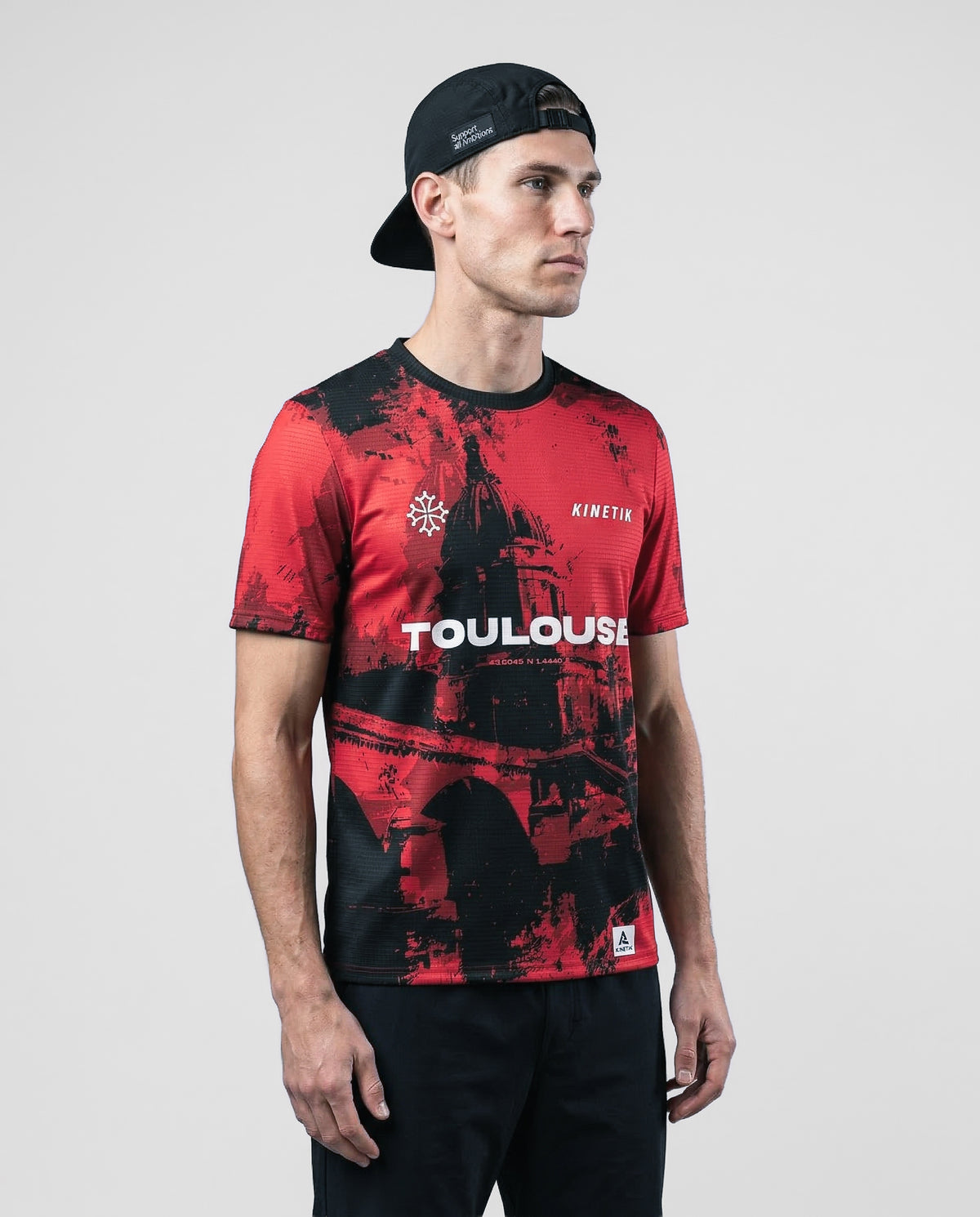 FALKON TOULOUSE RED MEN-maillot manches courtes trail-running homme-kinetik-adrenalink
