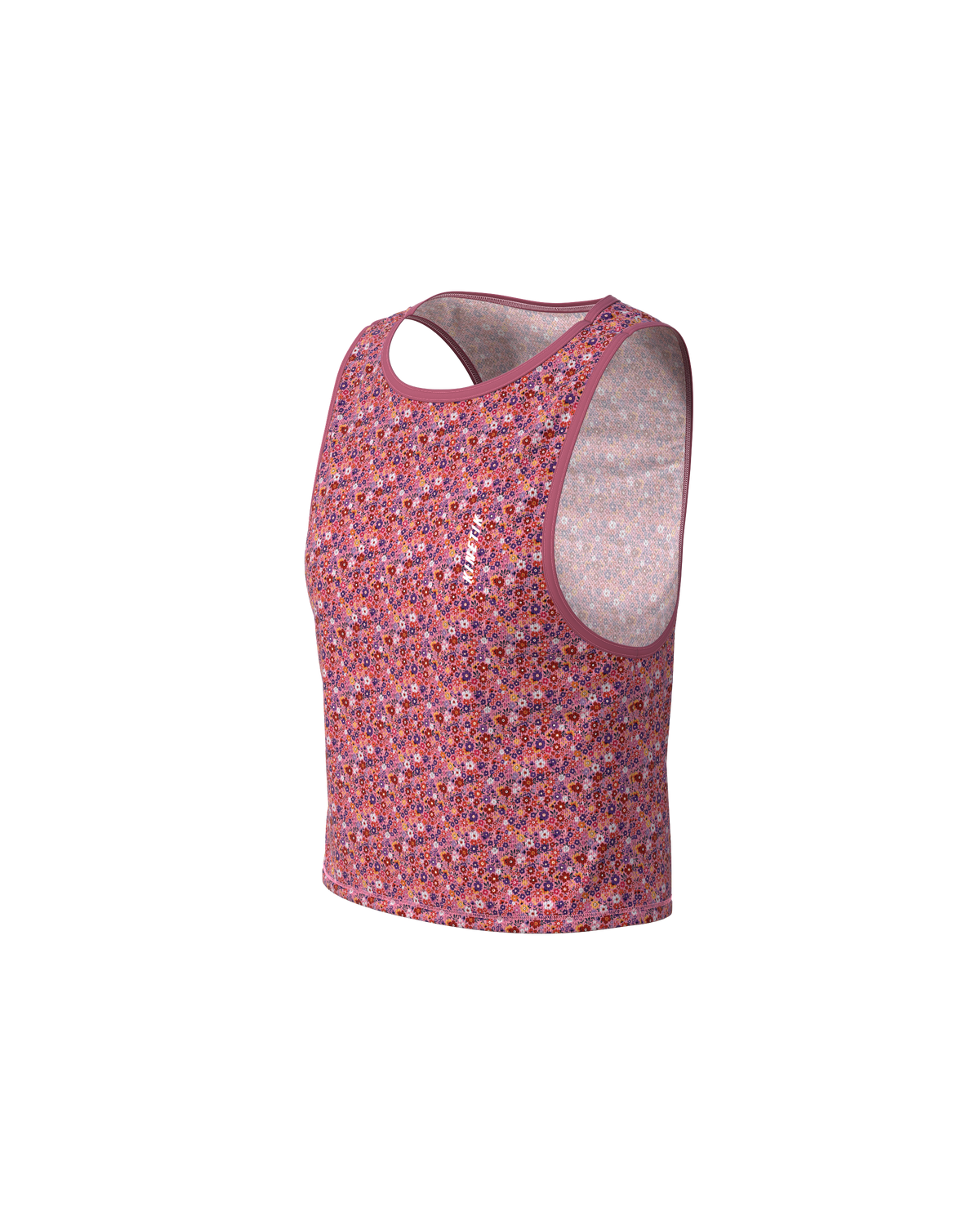 MAVRIK CROP TOP FLORAL CHERRY - Tee-shirts - maillot sans manches crop top trail-running femme - kinetik-adrenalink