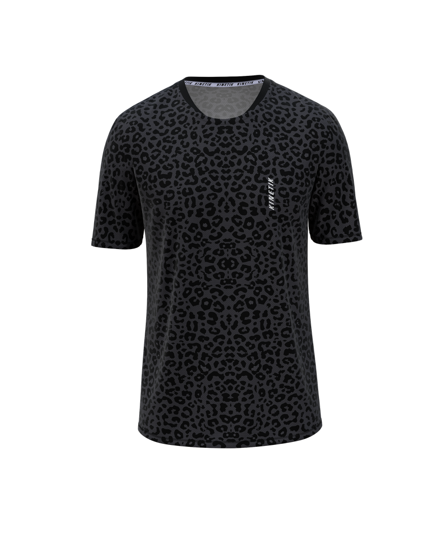 MAVRIK MEN LEOPARD BLACK COFFEE-maillot manches courtes trail-running homme-kinetik-adrenalink
