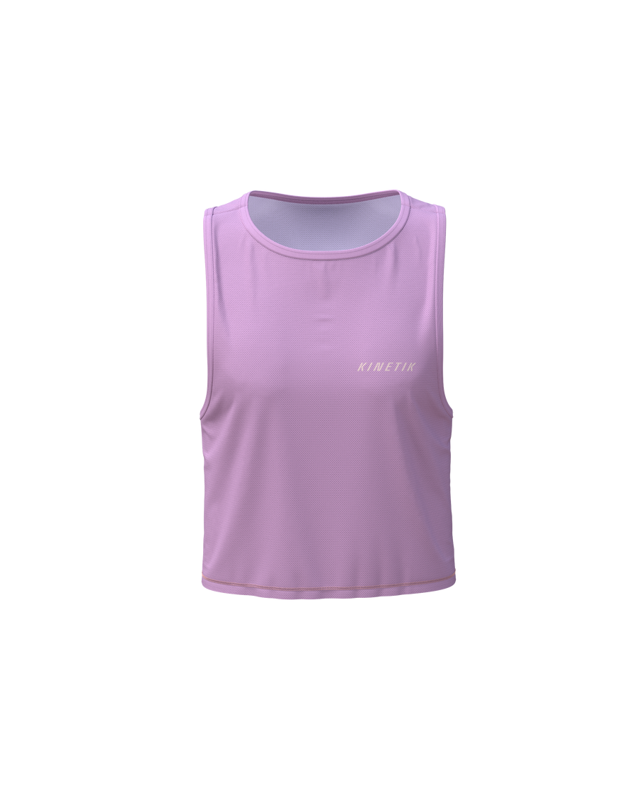MAVRIK CROP TOP PINK GLO - Tee-shirts - maillot sans manches crop top trail-running femme - kinetik-adrenalink