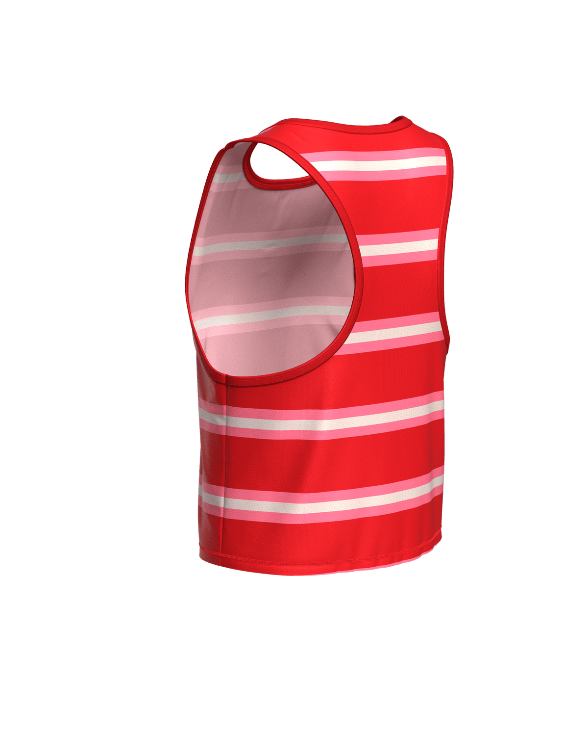 MAVRIK CROP TOP RED CREAM STRIPE - Tee-shirts - maillot sans manches crop top trail-running femme - kinetik-adrenalink