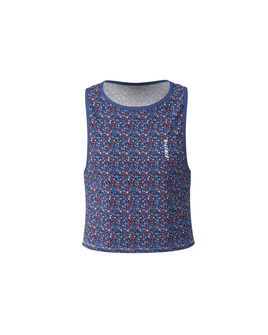 MAVRIK CROP TOP FLORAL PROVENCE - Tee-shirts - maillot sans manches crop top trail-running femme - kinetik-adrenalink