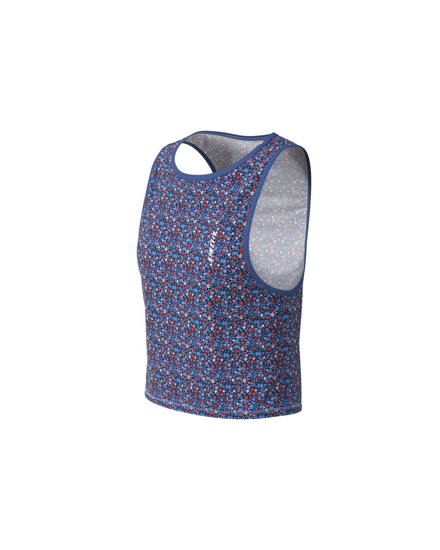 MAVRIK CROP TOP FLORAL PROVENCE - Tee-shirts - maillot sans manches crop top trail-running femme - kinetik-adrenalink