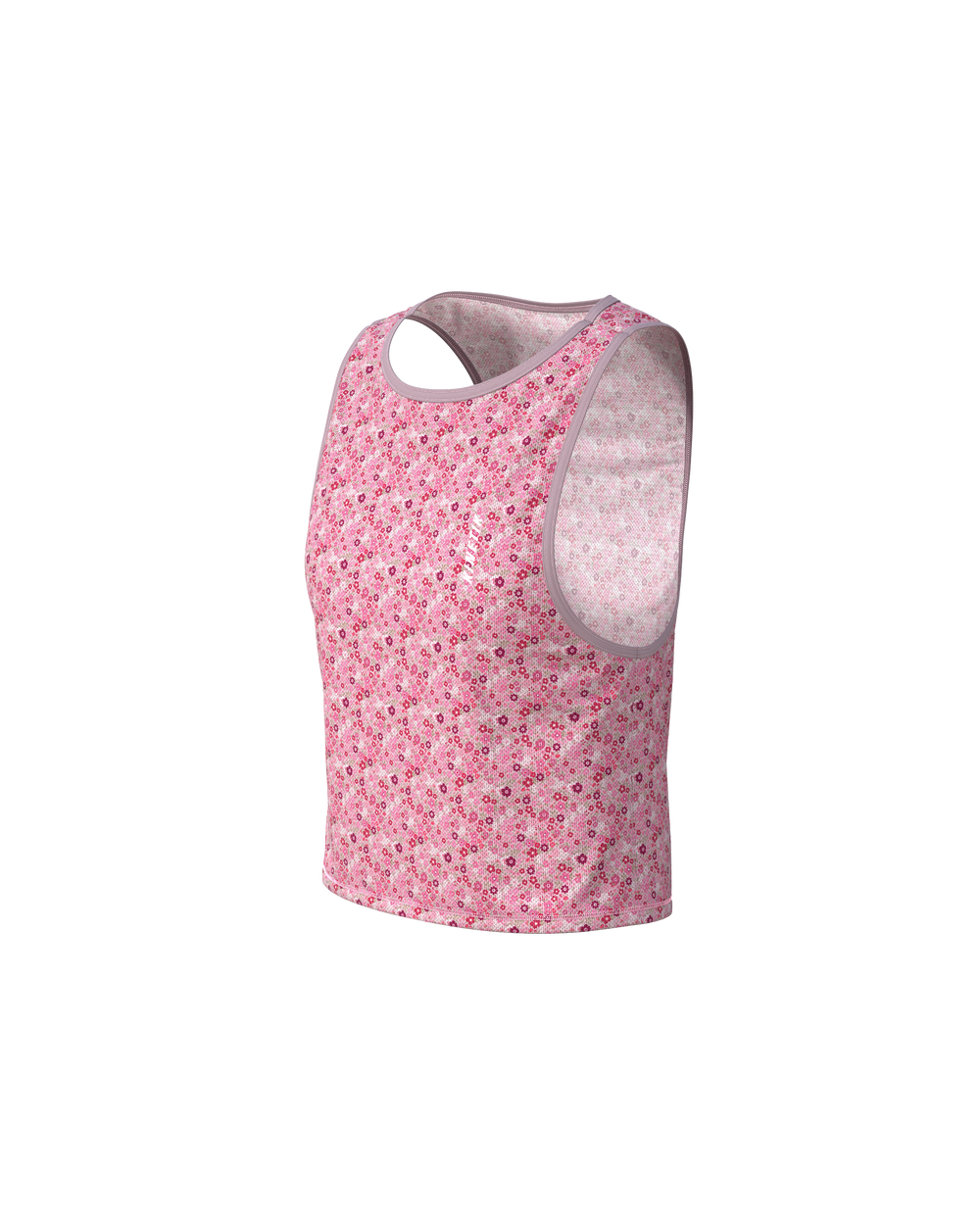 MAVRIK CROP TOP FLORAL MELLOW ROSE - Tee-shirts - maillot sans manches crop top trail-running femme - kinetik-adrenalink