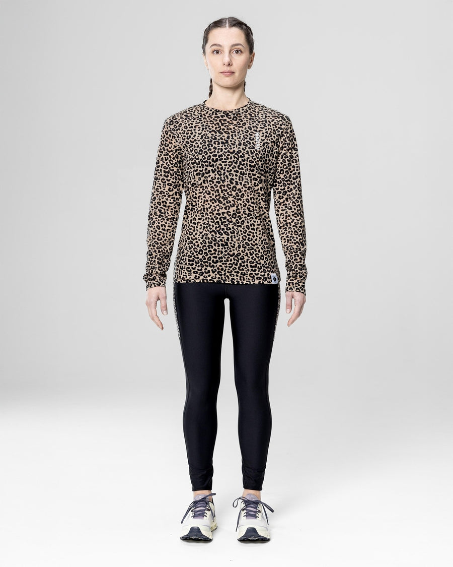 MERINOWOOL WOMEN BASLAYER LEOPARD - - Maillot manches longues femme trail-running - kinetik-adrenalink