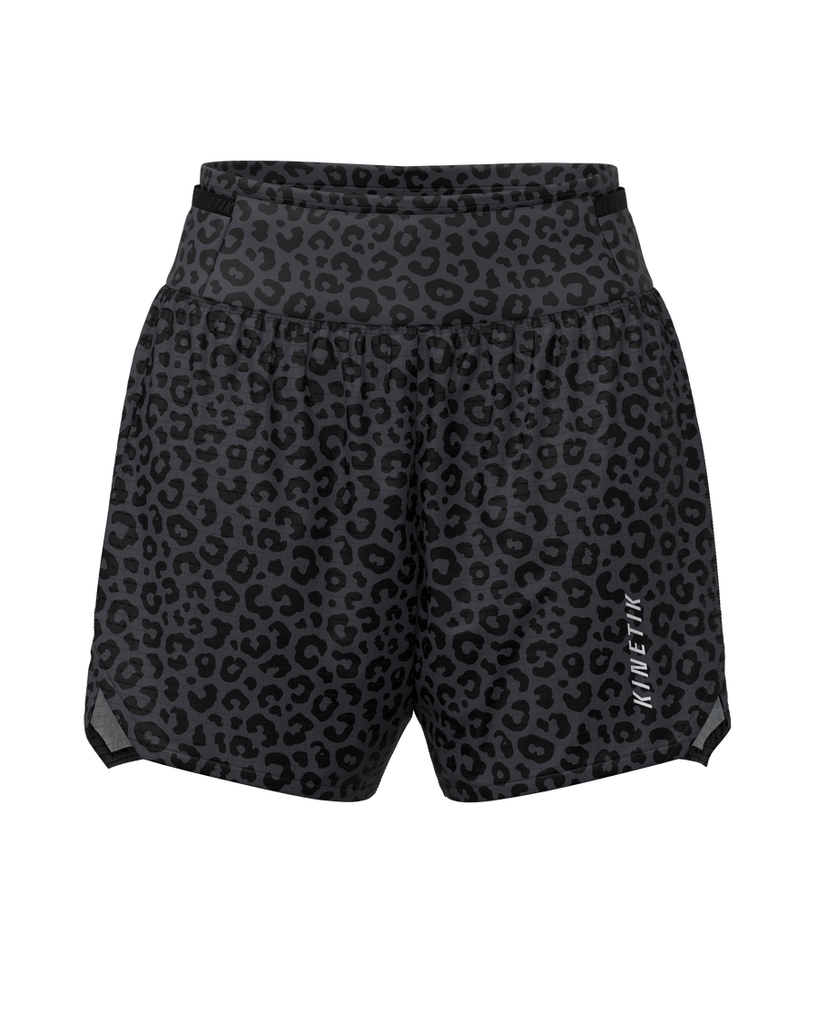 Shorts trail-running AEROK 5 LEOPARD BLACK COFFEE - 3 - kinetik