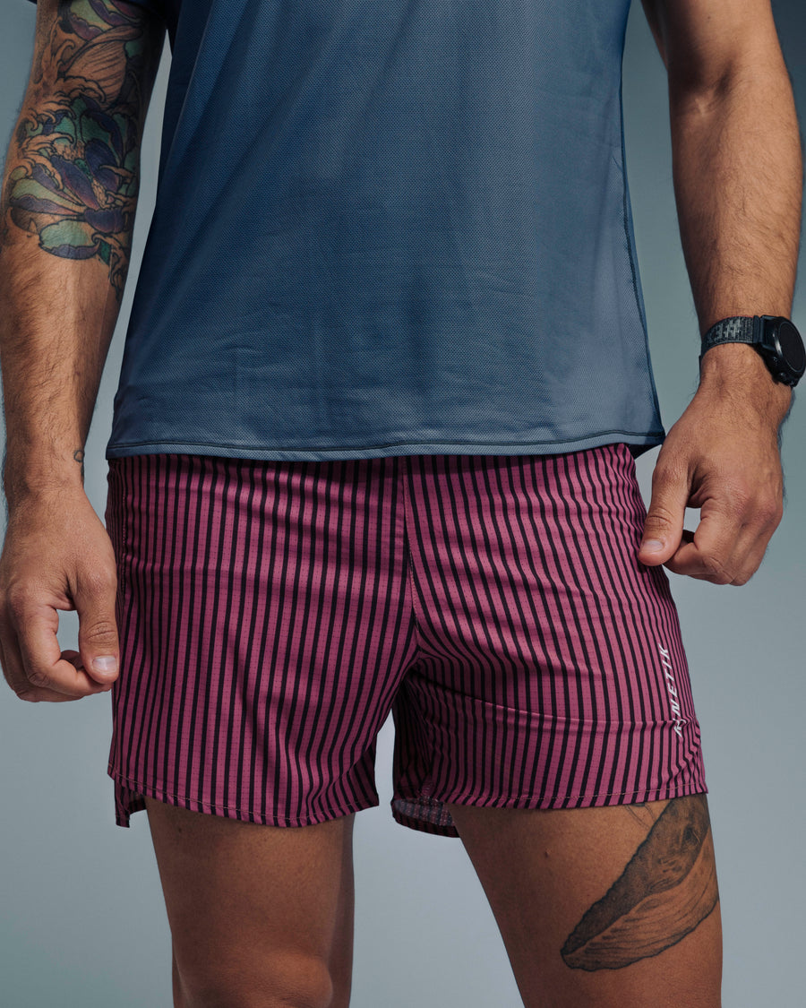 Shorts trail-running AEROK 6 MEN COLOR STRIPE GRENAT - 2 - kinetik