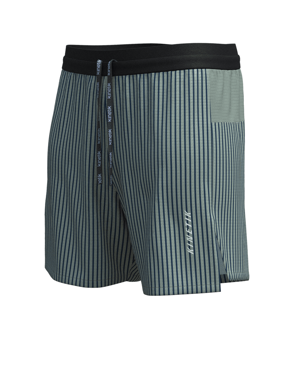 Shorts trail-running AEROK 6 MEN COLOR STRIPE OLIVINE - 1 - kinetik