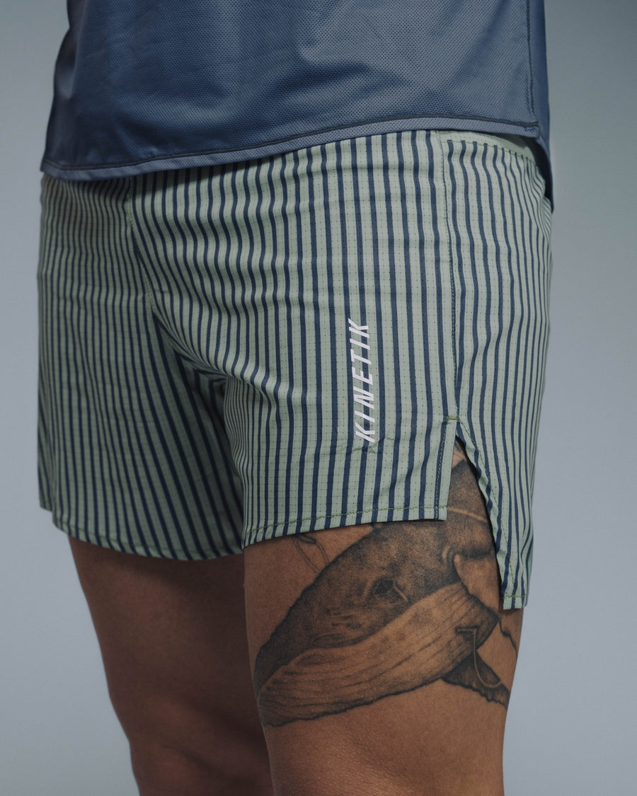 Shorts trail-running AEROK 6 MEN COLOR STRIPE OLIVINE - 2 - kinetik