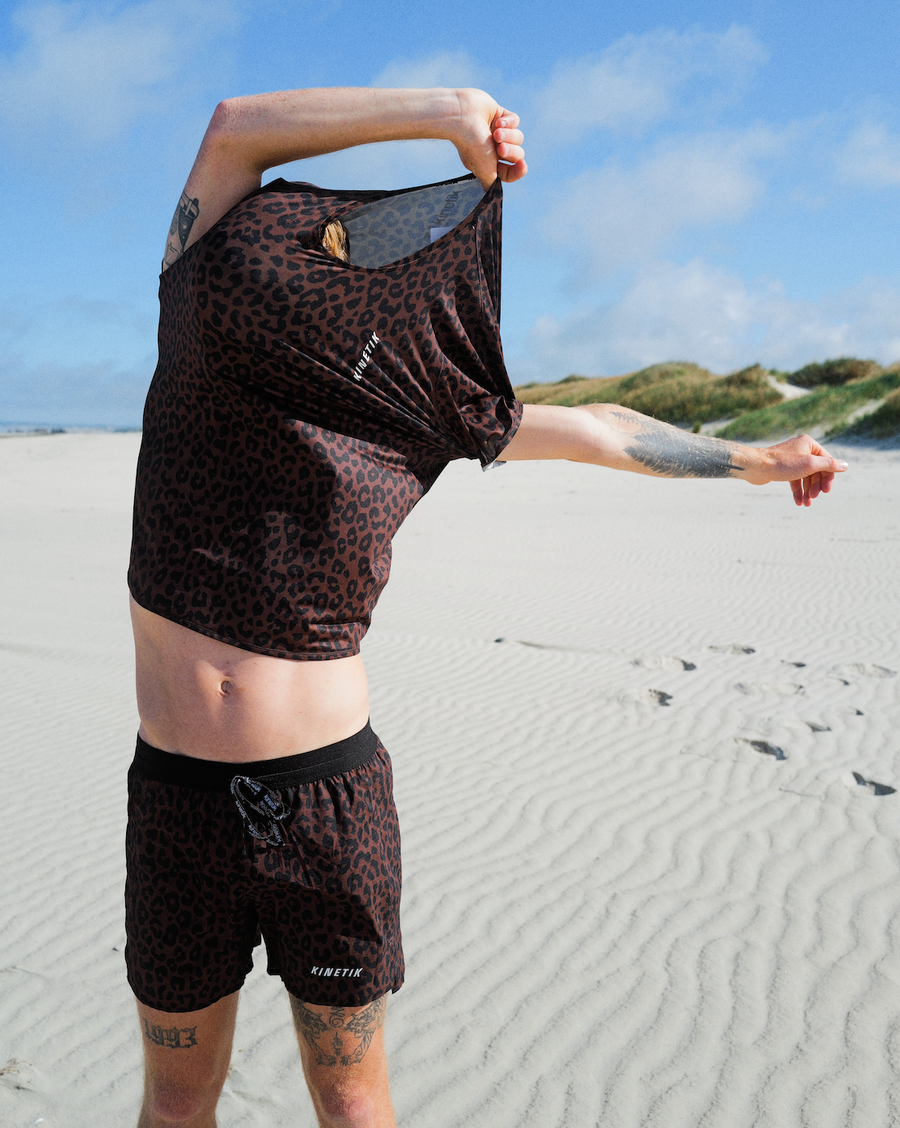 Shorts trail-running AEROK 6 MEN LEOPARD TIRAMISU - 3 - kinetik