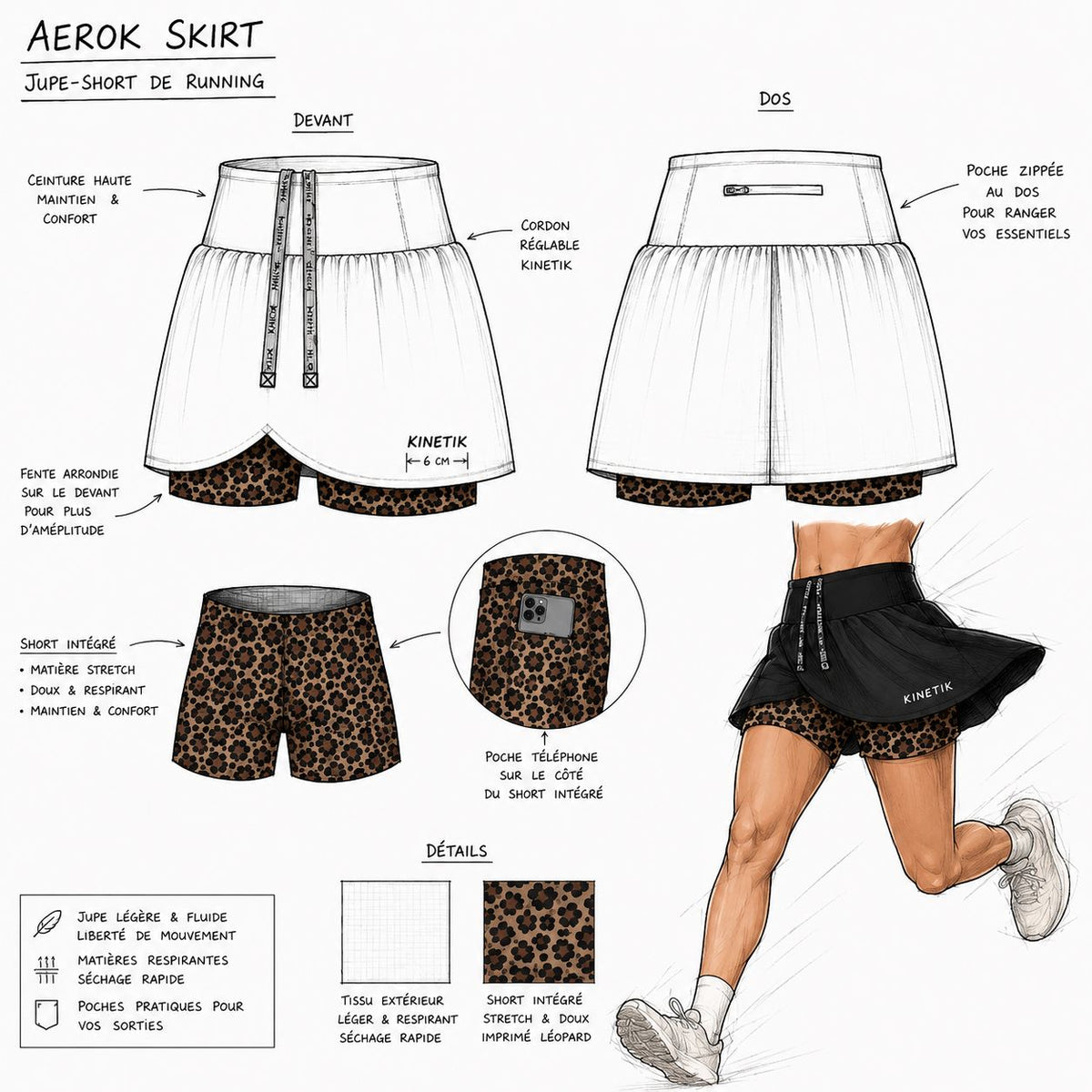 COMPOSITION AEROK SKIRT LEOPARD-Jupes-sShort jupe trail-running femme-kinetik-adrenalink