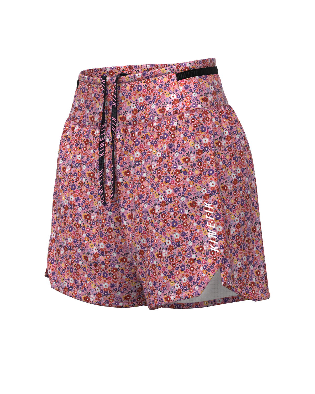 AEROK 5 FLORAL CHERRY-Shorts-short femme trail running multipoche-kinetik-adrenalink