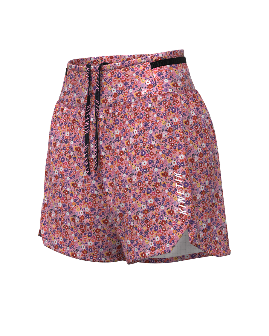 AEROK 5 FLORAL CHERRY-Shorts-short femme trail running multipoche-kinetik-adrenalink